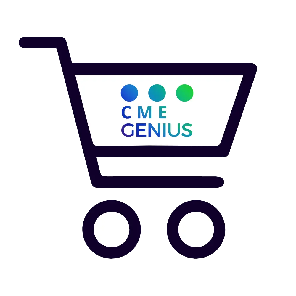 CMEGenius™ sales suite dashboard showing CME course revenue, payment processing, and order management tools